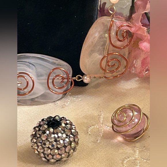 Copper Wire Wrap Muted Blush Collection Necklace - Picture 3 of 7